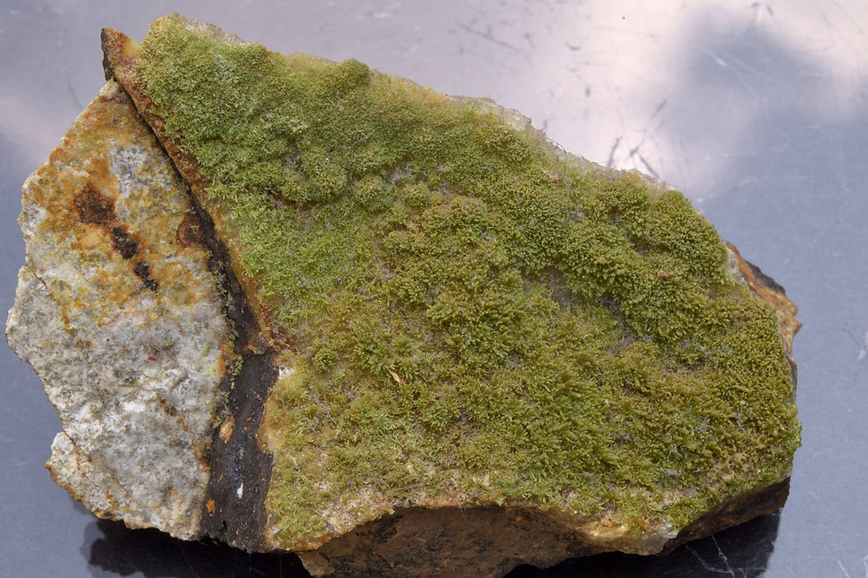 green Pyromorphite crystals on shale