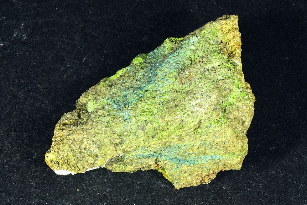 Thumbnail: Volborthite with Chrysocolla on sandstone matrix