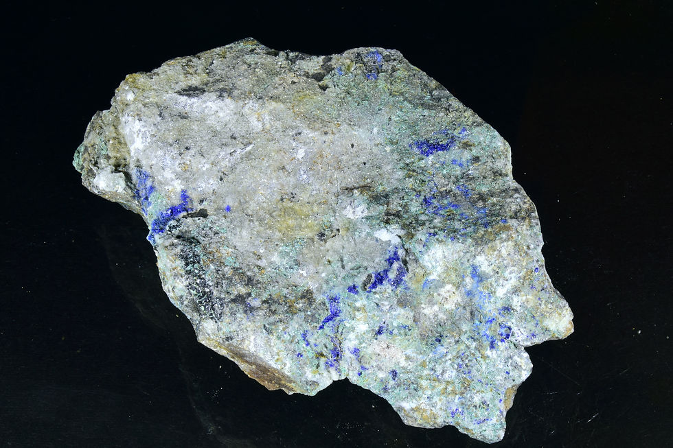 Thumbnail: Azurite and barite on gritstone