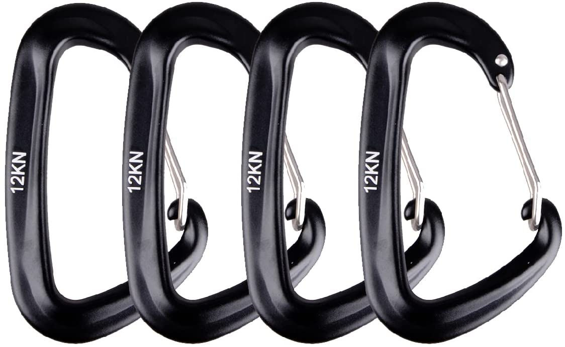 ロックカラビナ 登山釦 超軽量 アルミカラビナ クライミング ロッキンカラビナ ハンモック キャンプ用 セルフロック バックパックフック 脱落防止