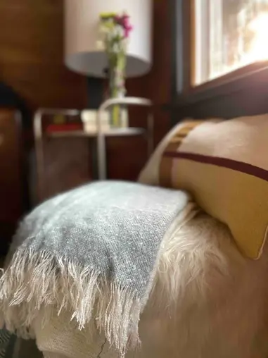 Skypine Lodge blanket detail pendleton cozy