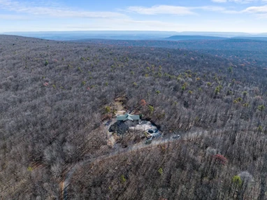 Skypine Lodge aerial shot total privacy acres of protected forest isolation