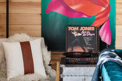 Chestnut tree lodge record player retro design mid-century