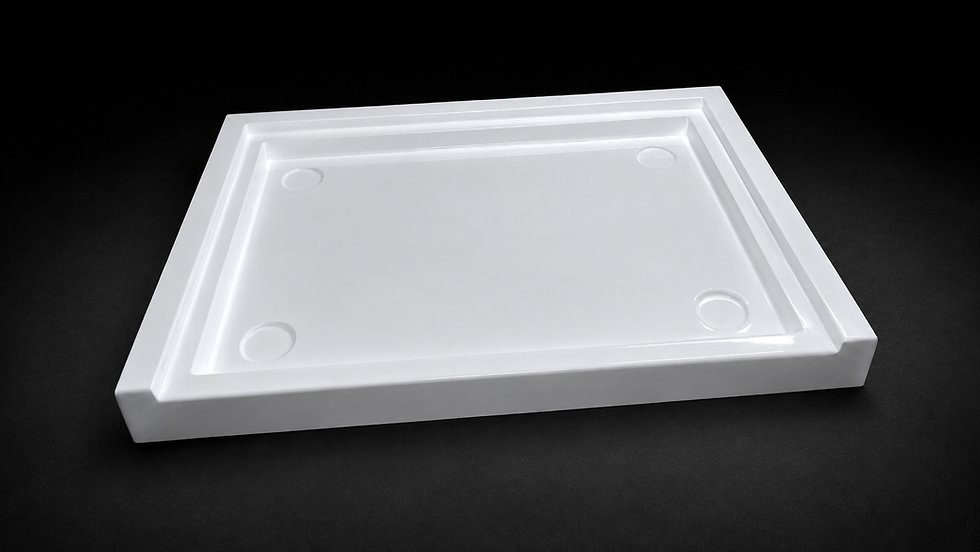 Thumbnail: GRP camper shower tray 1000x700x65mm with three-wall upstand for campervan and motorhome conversions