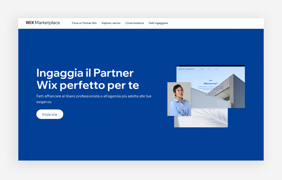 Homepage del Wix Marketplace