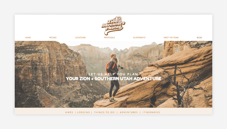 Home page del blog di viaggi di Zion Adventure Photog