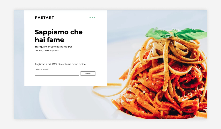Landing page coming soon per ristorante