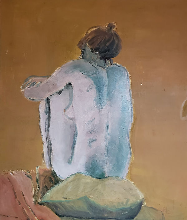 Nude Sitting 38x44 Oil on Canvas $900