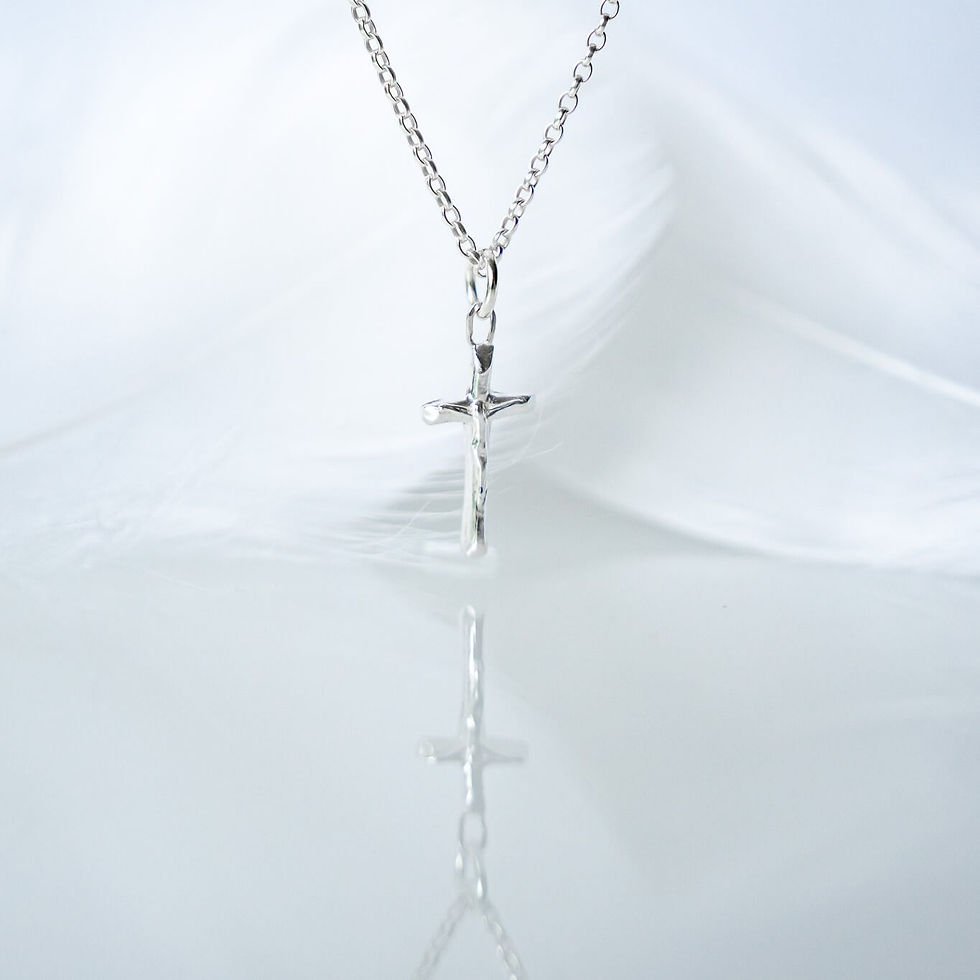 Thumbnail: Handmade ashes keepsake small silver crucifix cross necklace, Belfast, Ireland