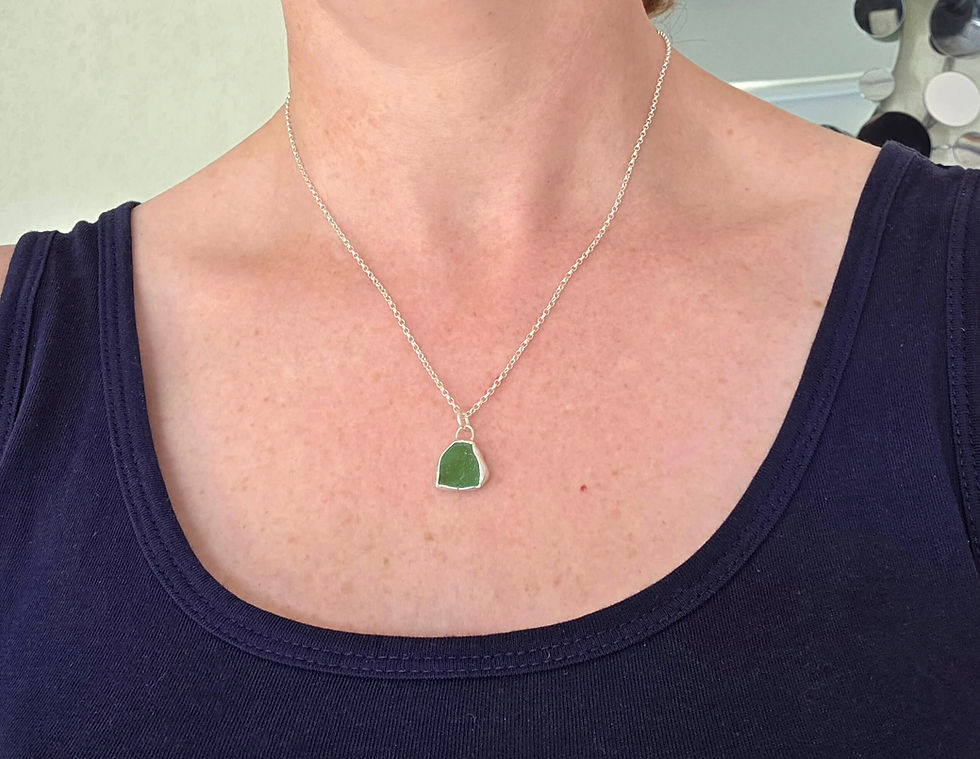 Thumbnail: Sage Green sea glass necklace, KL Jewellery Designs