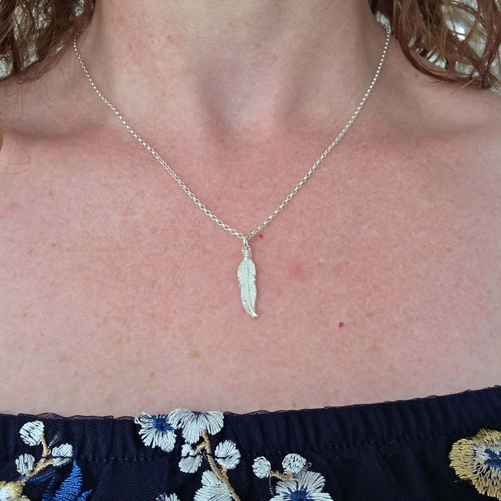 Thumbnail: Handmade silver feather memorial ashes necklace, KL Jewellery Designs, uk