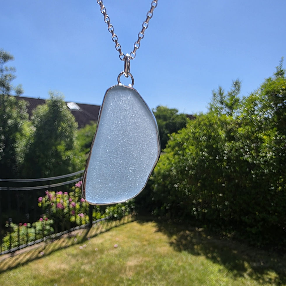 Thumbnail: Handmade Ice Blue sea glas necklace, KL Jewellery Designs