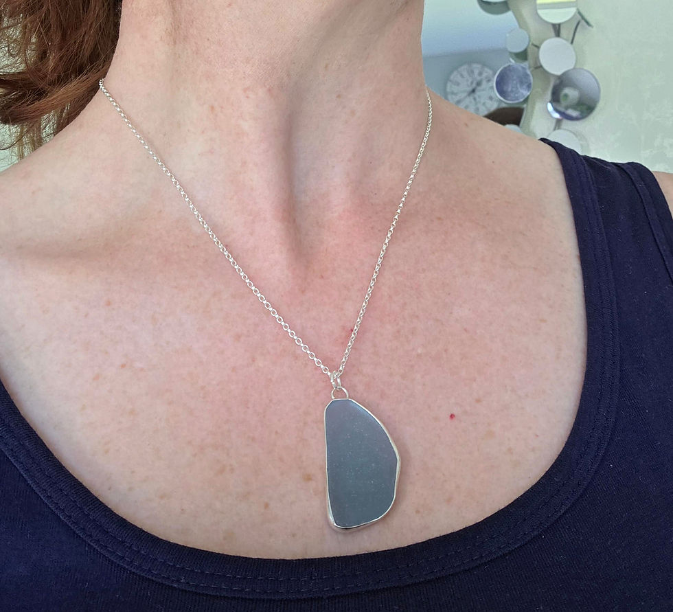 Thumbnail: Handmade Ice Blue sea glas necklace, KL Jewellery Designs