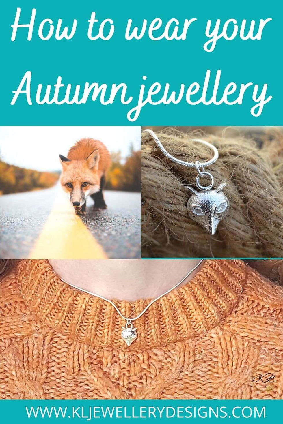 Recycled handmade silver autumn jewellery inspired by nature such as this silver fox necklace