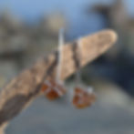 Handmade amber sea glass earrings made using recycled silver, eco-jewellery by KL jewellery designs