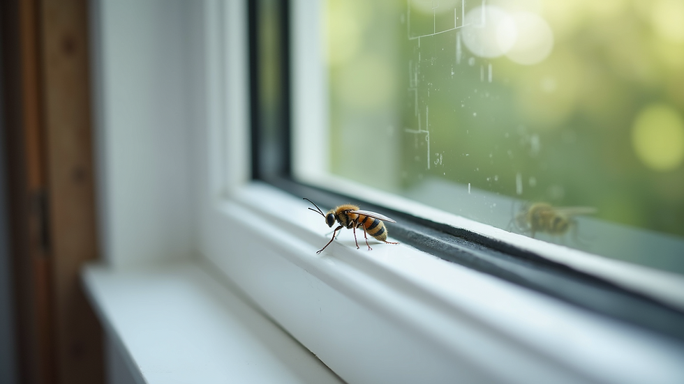Close-up view of a sealed window frame preventing insect entry