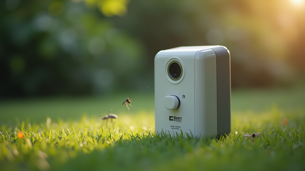 Close-up view of a smart pest trap with digital sensors