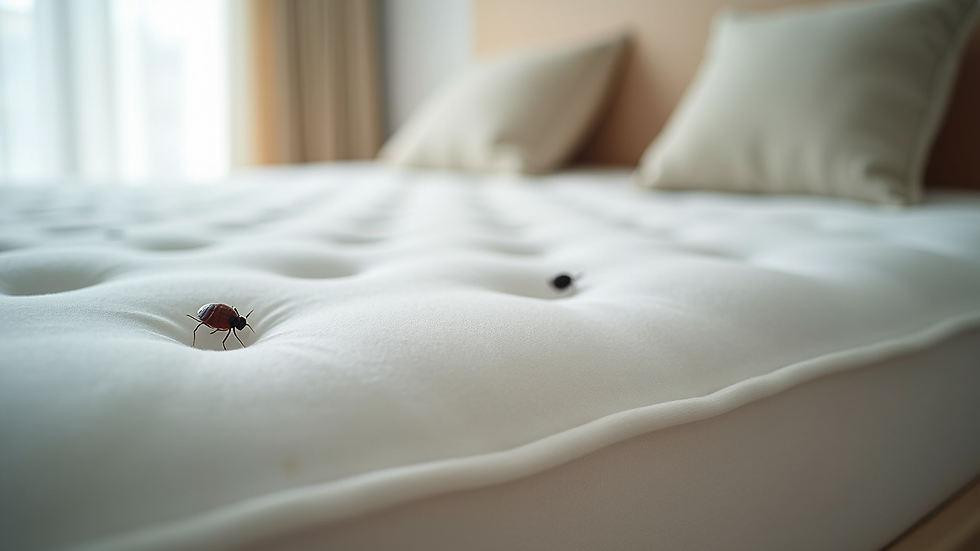 Eye-level view of a mattress encased in a bed bug-proof cover