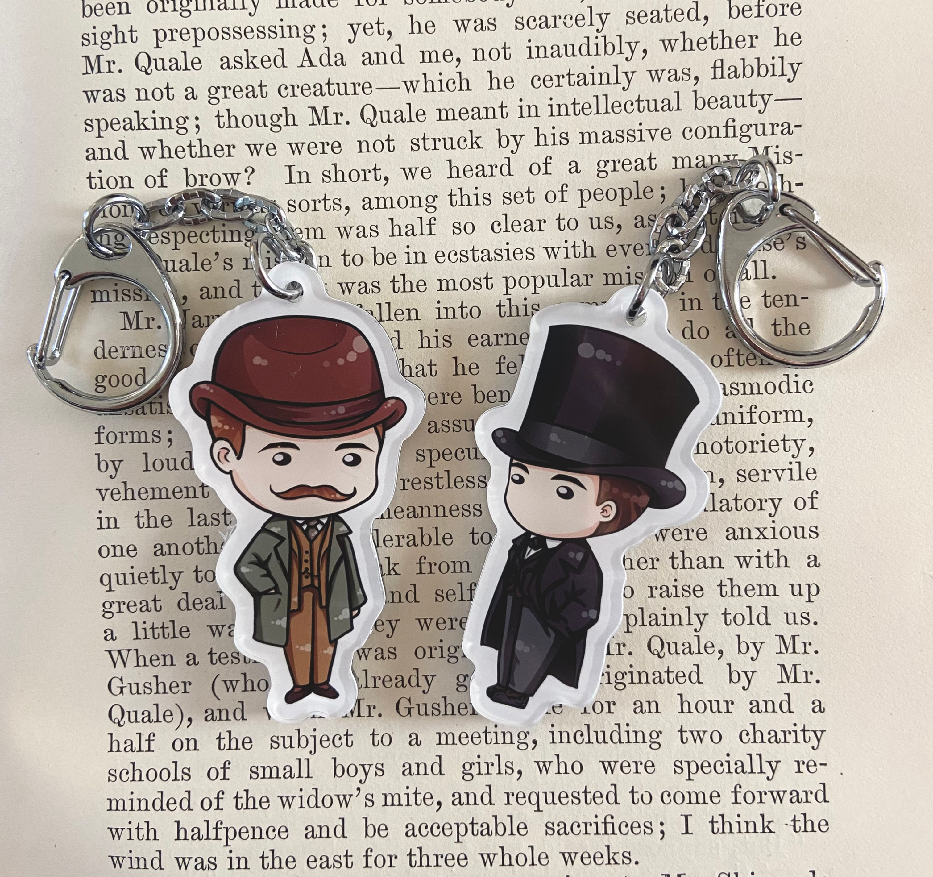 Sherlock Homes & John Watson Victorian Friendship Chibi Keychain