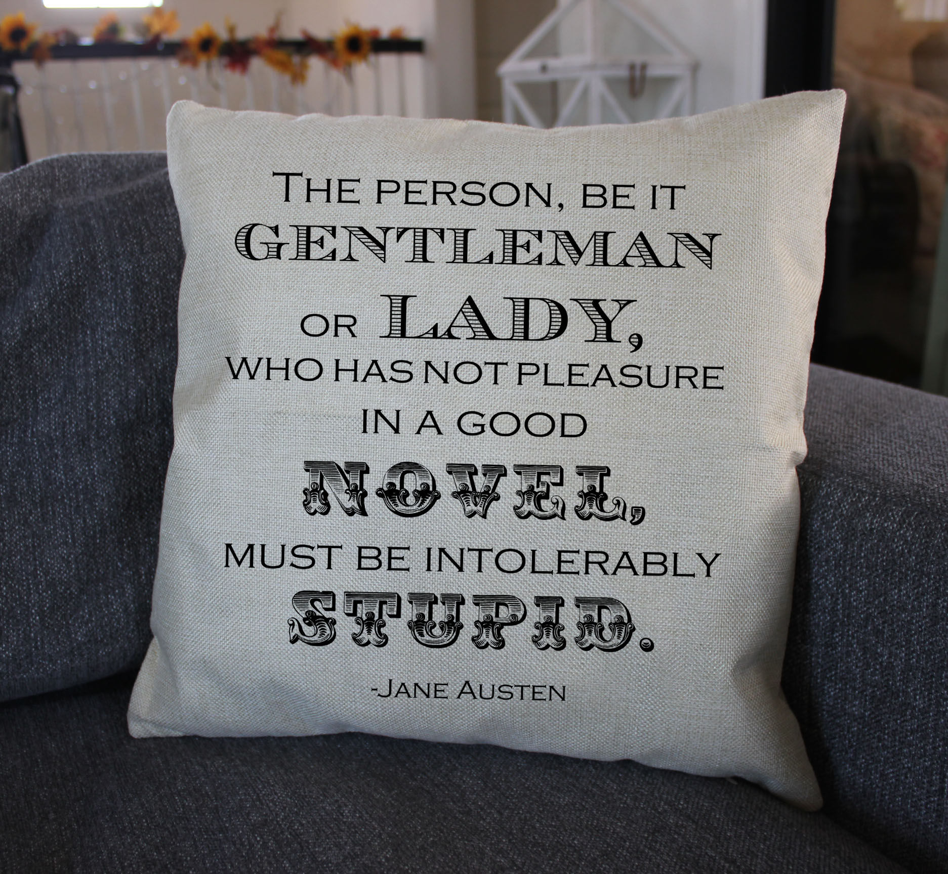 Pride And Prejudice "Intolerably Stupid" Throw Pillow