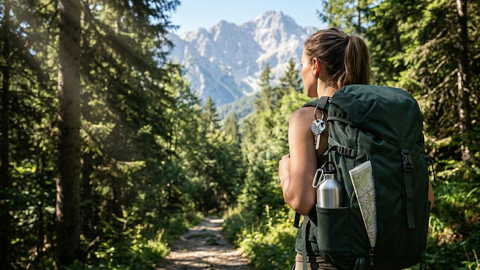 Sting minimal multitool attached to a backpack strap, highlighting its durability and suitability for outdoor adventures.
