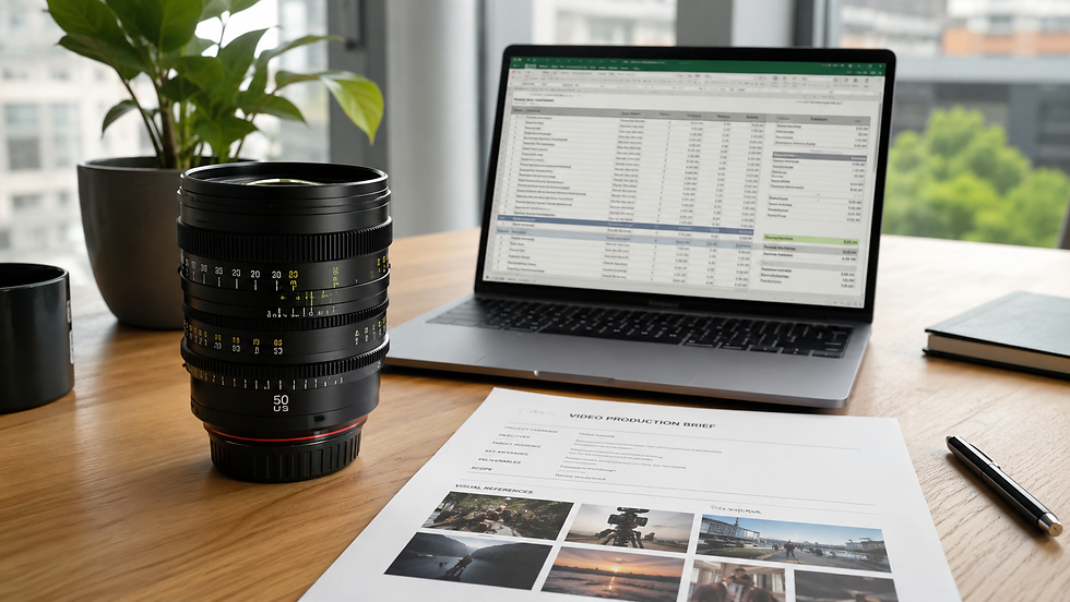 Imagefilm Preise im Vergleich: Briefing und Angebotskalkulation auf dem Schreibtisch