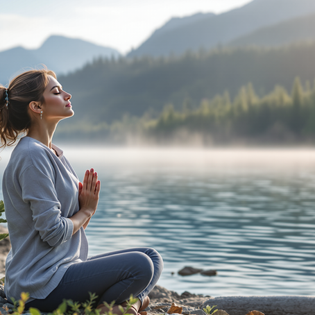 Femme respirant en pleine nature