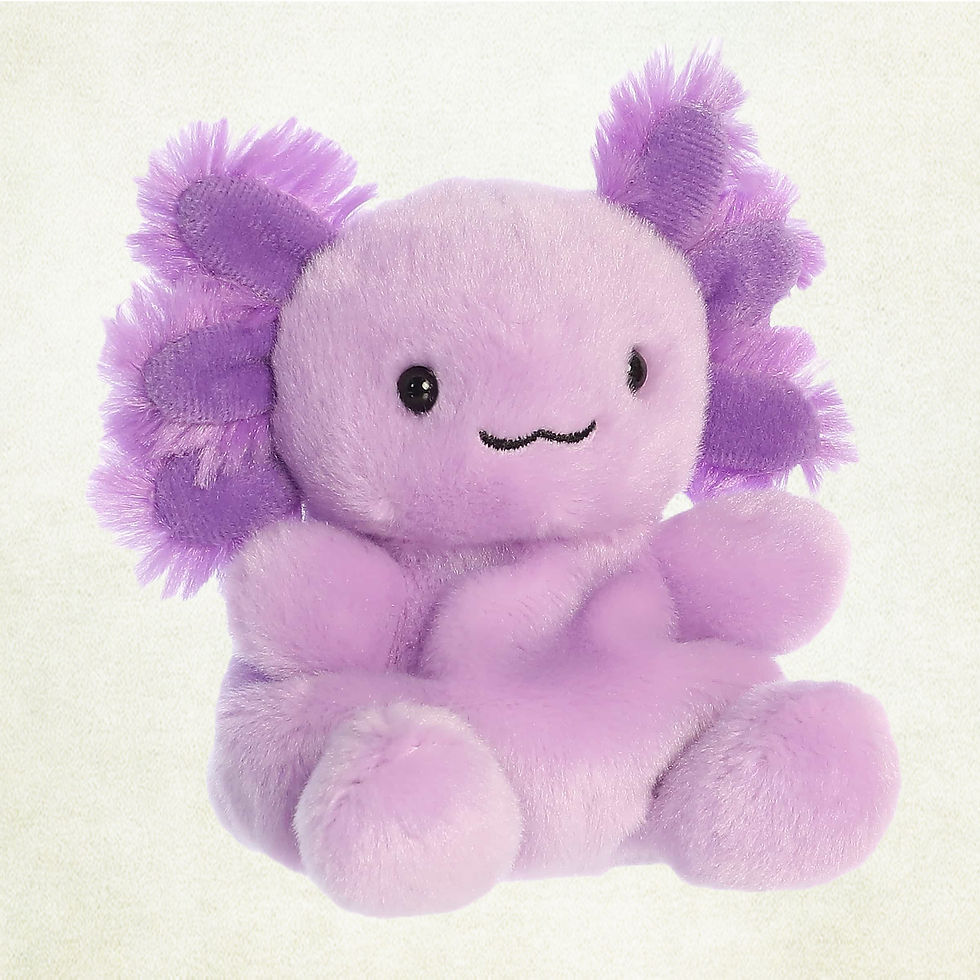 Palm Pals 13cm Xavier the Purple Axolotl plush toy sitting