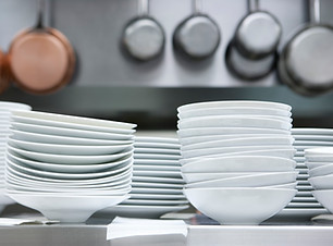 Stacked White Dishes