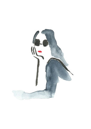 drawing of a girl with sunglasses