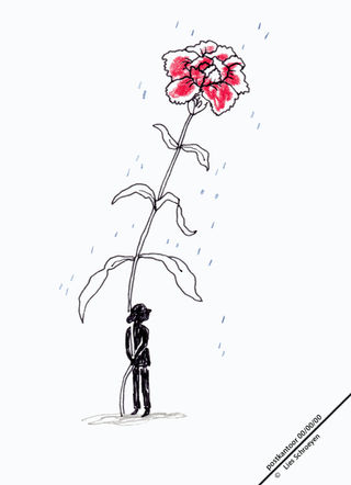 line drawing of a woman with flowers