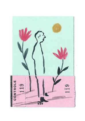 drawing of a man with flowers