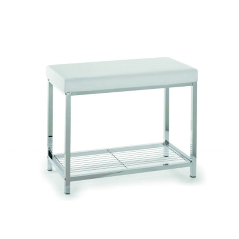 Banqueta ,rectangular para ducha blanca y cromo