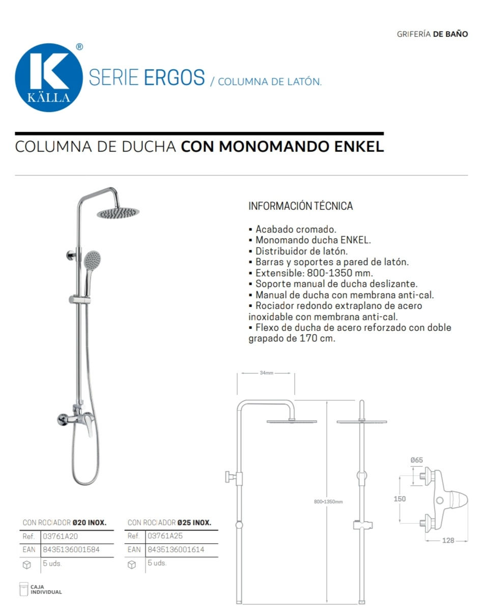 Miniatura: Columna cromo mod.DUCHA ERGOS / ENKEL