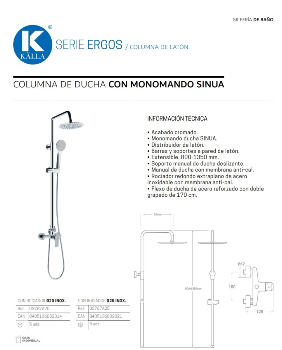 Miniatura: Columna cromo mod. DUCHA ERGOS / SINUA