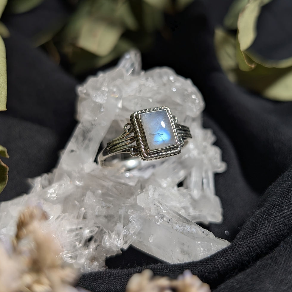 Thumbnail: Rainbow Moonstone Sterling Silver Rings