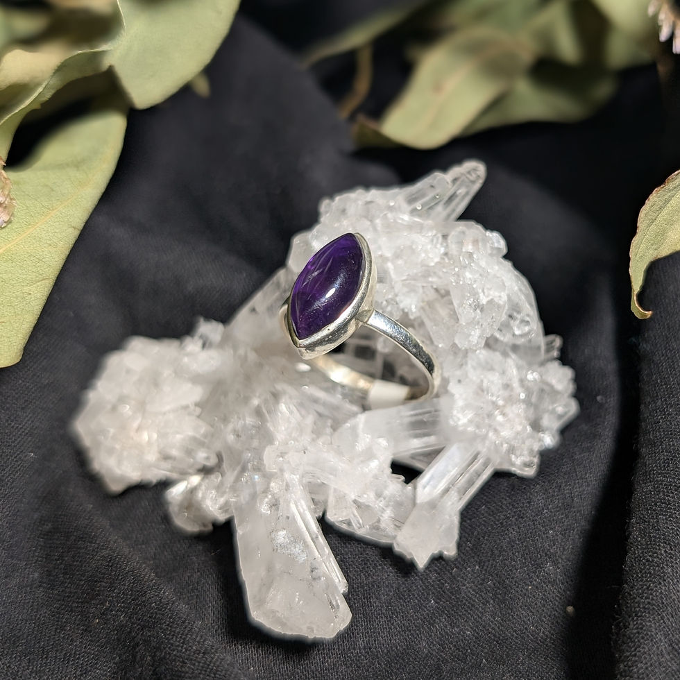Thumbnail: Amethyst Marquis Sterling Silver Ring size 9