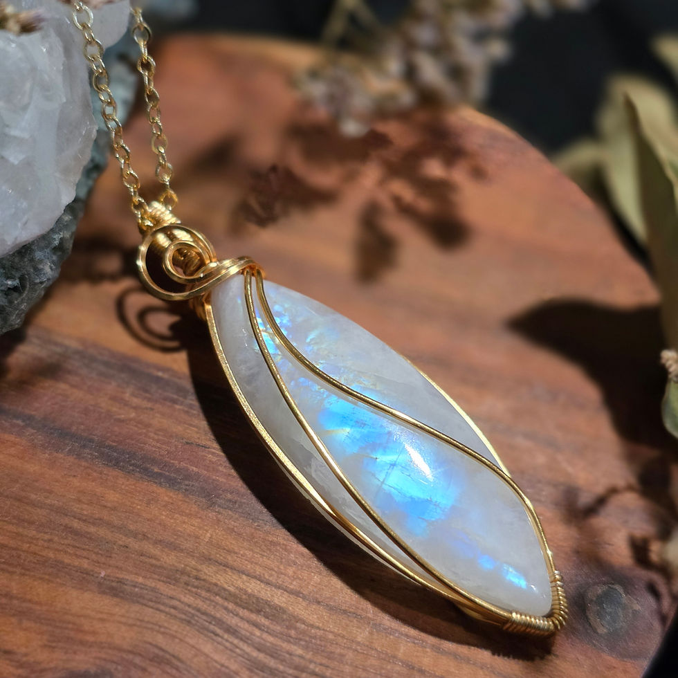 Thumbnail: Rainbow Moonstone Gold Pendant 17" chain