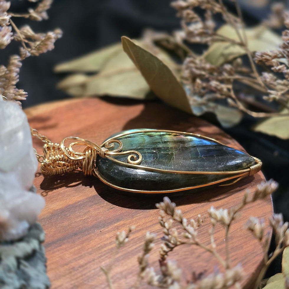 Thumbnail: Labradorite Gold Pendant 17" chain