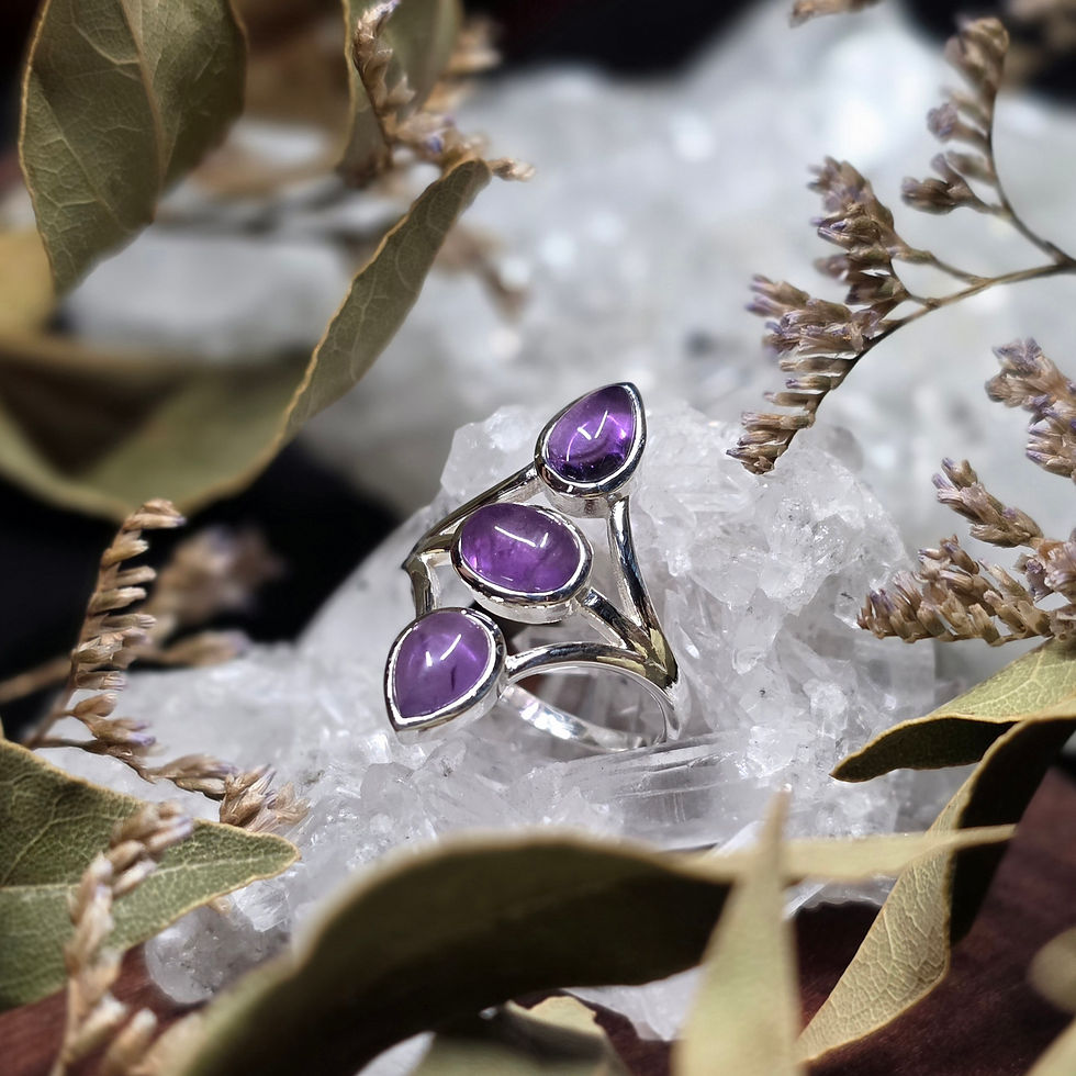 Thumbnail: Triplet Amethyst Sterling Silver Ring size 7