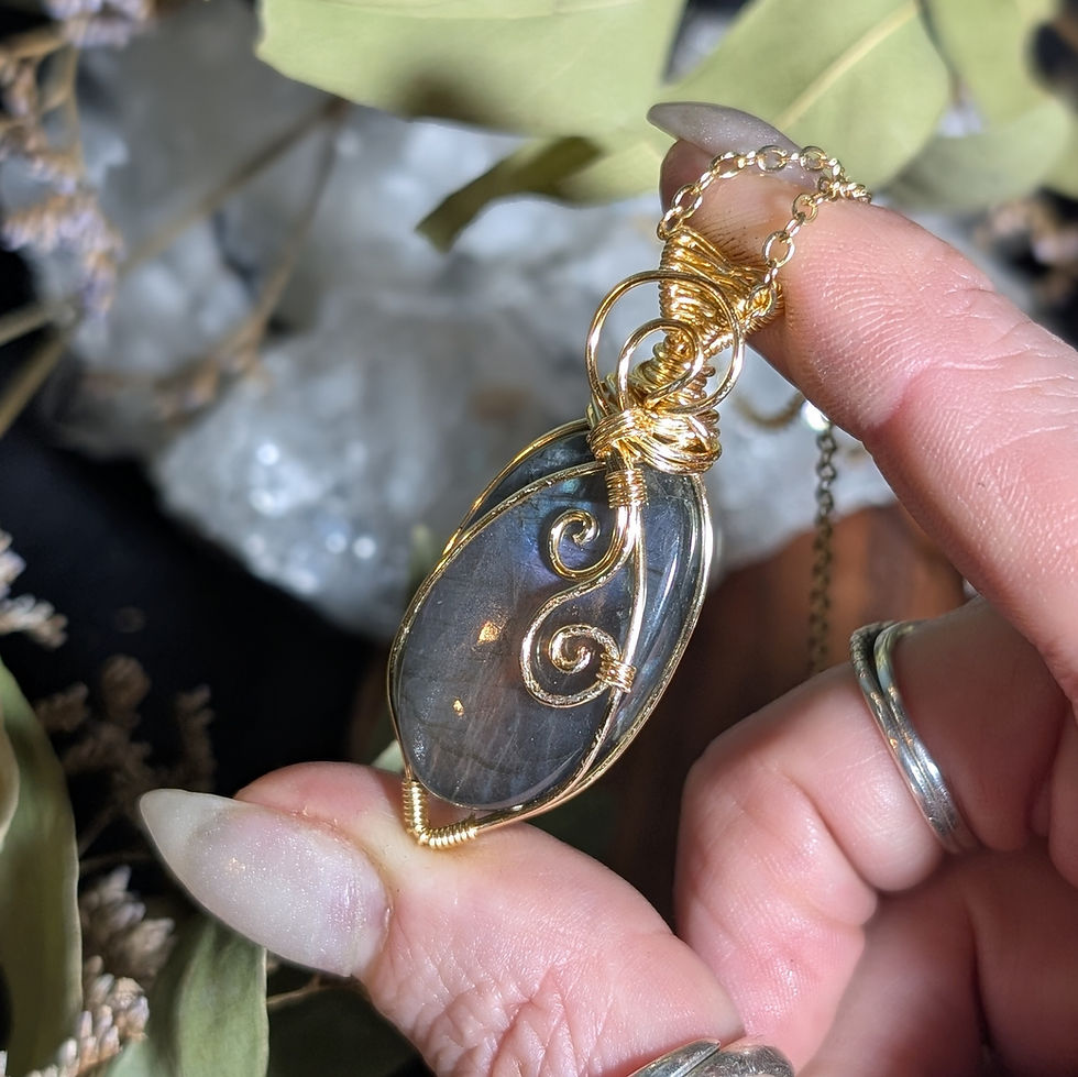 Thumbnail: Labradorite Gold Pendant 17" chain