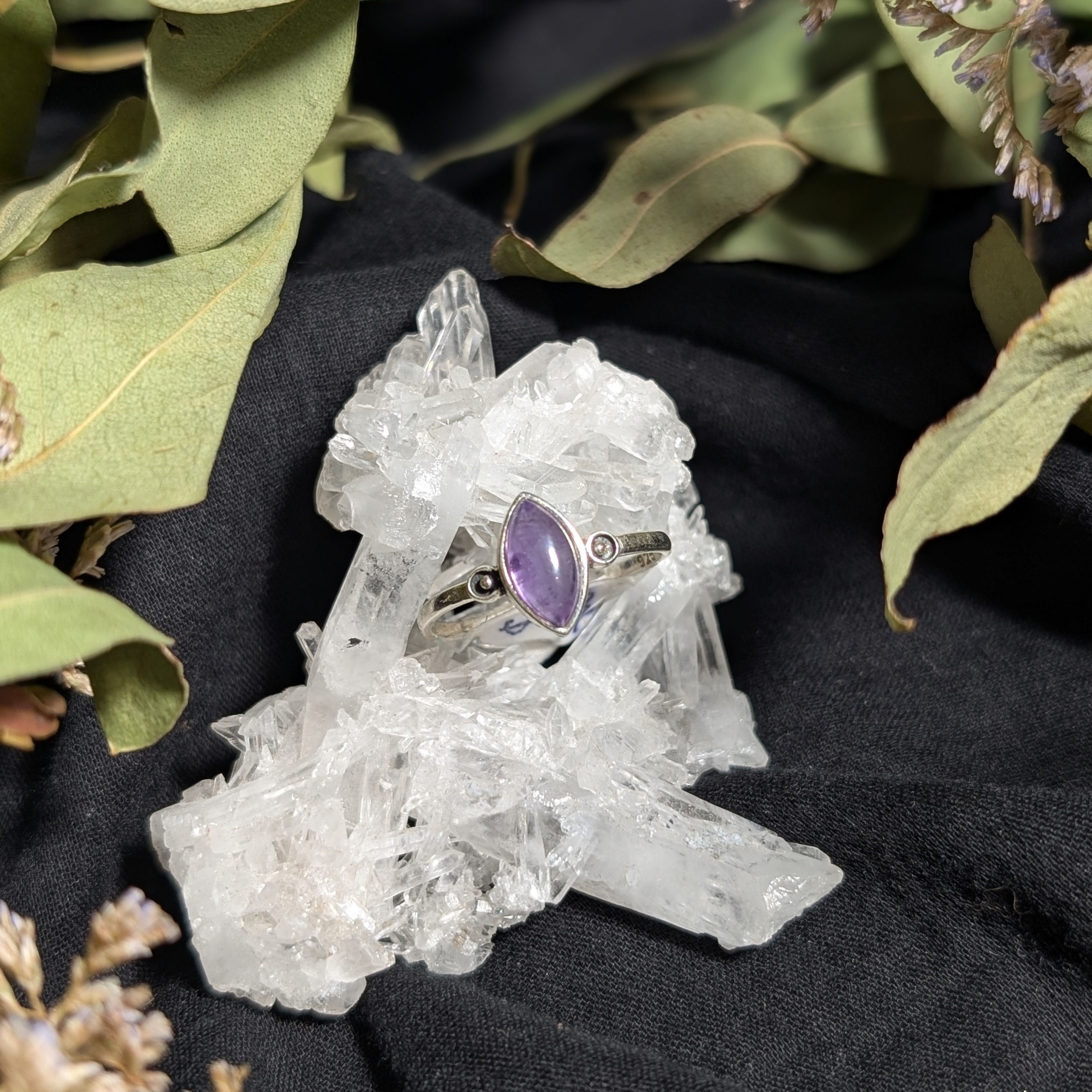 Amethyst Marquis Sterling Silver Ring size 9