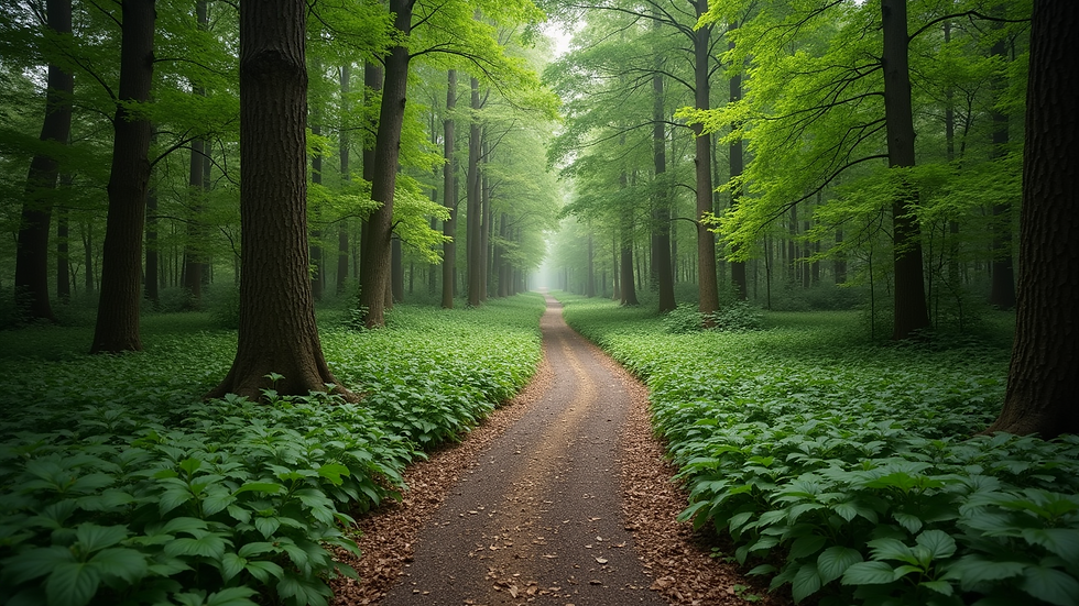 High angle view of a tranquil forest path