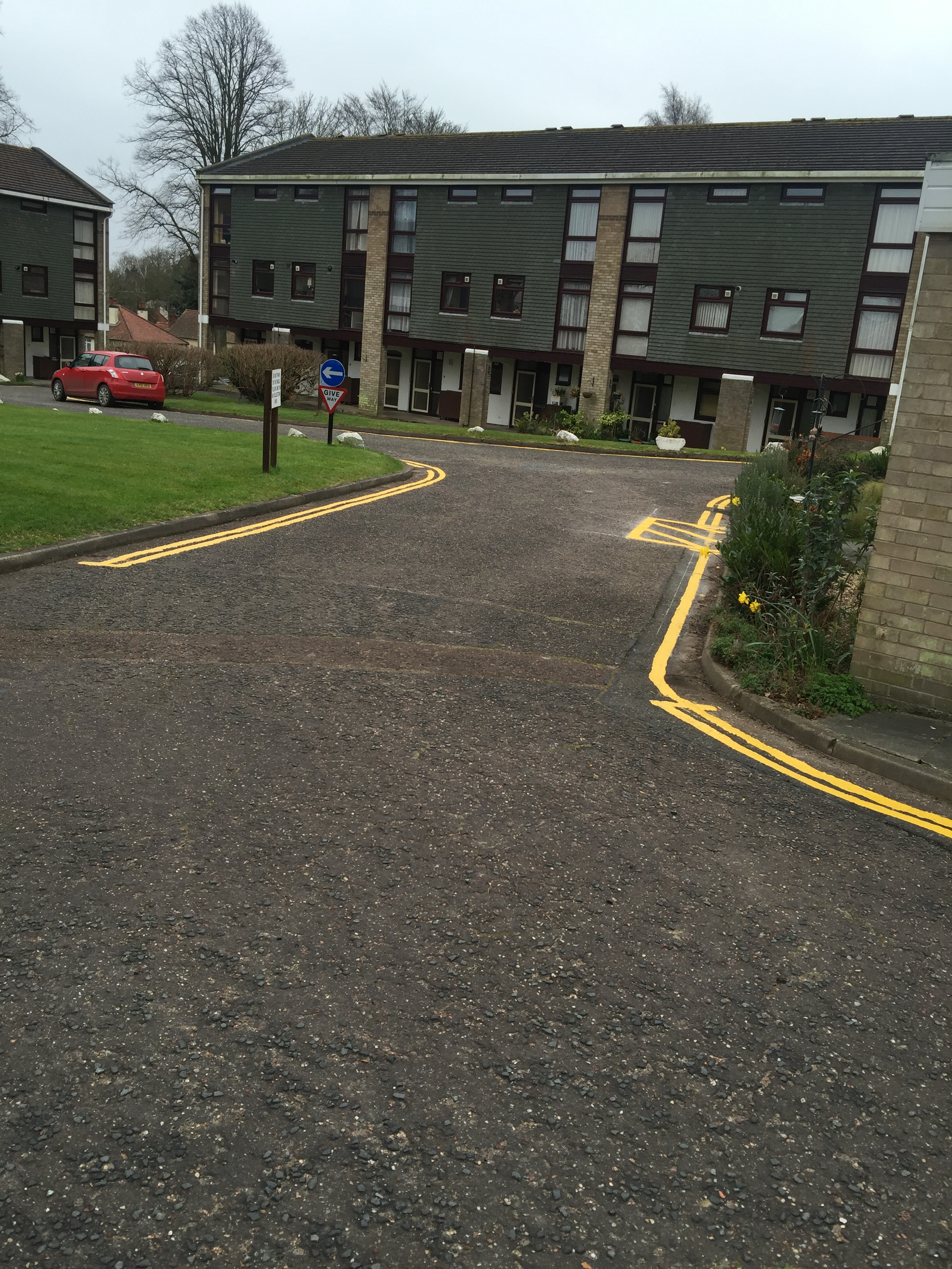 Yellow lines & hatch area in Ipswich Road Markings Car Park Markings