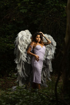 outdoor boudoir photography with wings in delaware