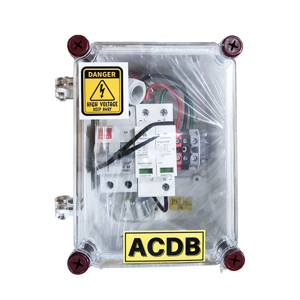 ACDB electrical box with high-voltage warning