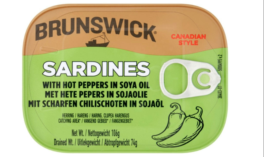 Brunswick Canadian Style Sardines Hot Pepper in soya Oil 12x106g