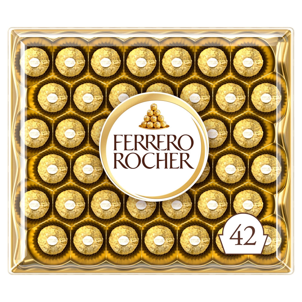 Ferrero Rocher Milk Chocolate Hazelnut Pralines Gift Box of Chocolates 42 Pieces