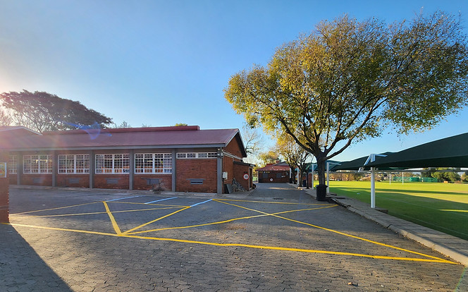 Freshly painted yellow box junction at Randpark High School by The Striper, road marking contractor in Johannesburg