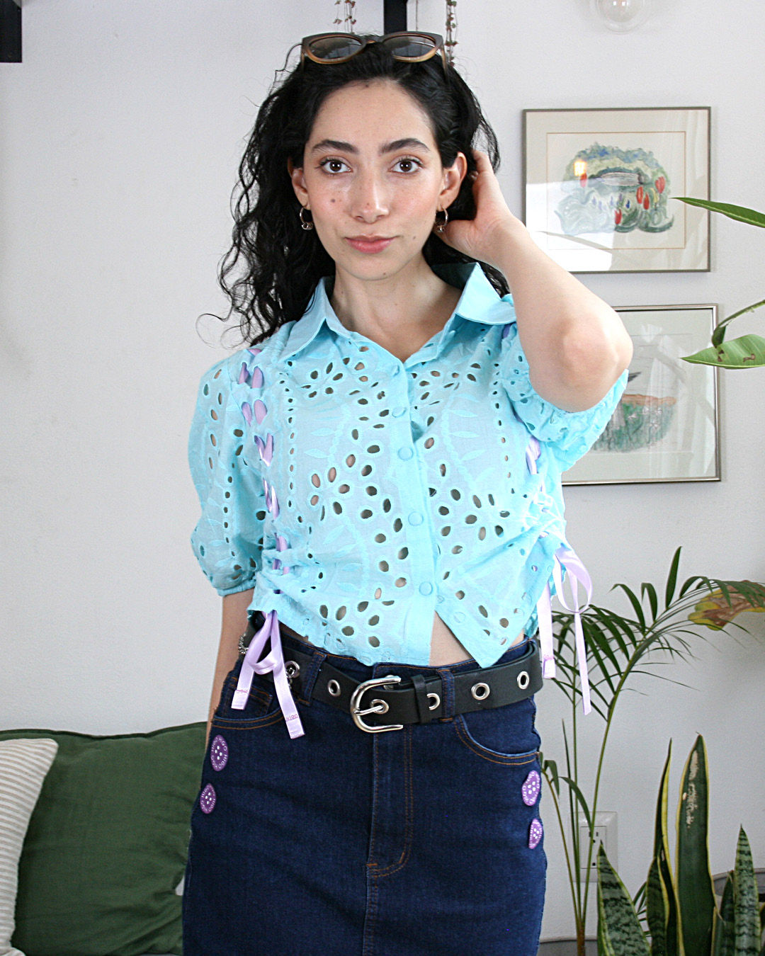 Blusa Palma aqua transparencia y muy fresca